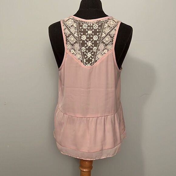 American Eagle Outfitters Pink Lace Front Sheer Tank - Picture 4 of 9